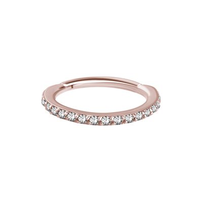 Anneau clicker en rose 18k avec des pierres griffées