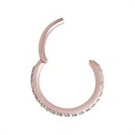 Anneau clicker en rose 18k avec des pierres griffées