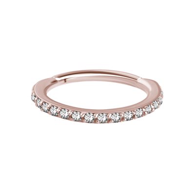 Anneau clicker en rose 18k avec des pierres griffées