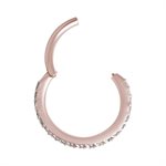 Anneau clicker en rose 18k avec des pierres griffées