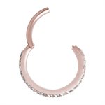 Anneau clicker en rose 18k avec des pierres griffées