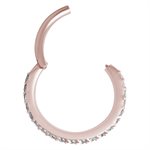 Anneau clicker en rose 18k avec des pierres griffées