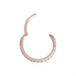 Anneau clicker en rose 18k avec des pierres griffées