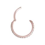 Anneau clicker en rose 18k avec des pierres griffées