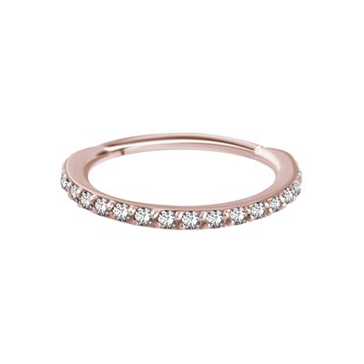 Anneau clicker en rose 18k avec des pierres griffées