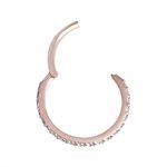 Anneau clicker en rose 18k avec des pierres griffées