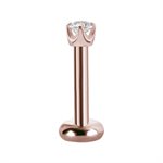 Attache interne sans filet or rose 18k avec une pierre