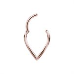 24k rose gold steel plain V shaped hinged clicker ring