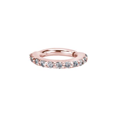 24k rose gold steel jewelled hinged segment clicker ring