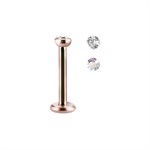 24k rose gold plated steel internal jewelled labret