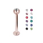 24k rose gold plated steel jewelled labret