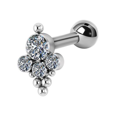 Titanium one side internal barbell with jewelled disc