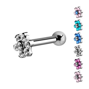 Jewelled flower titanium one side internal barbell