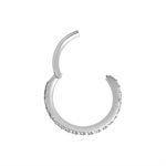 Anneau clicker segment en or blanc 18k avec pierres griffées