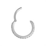 Anneau clicker segment en or blanc 18k avec pierres griffées