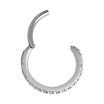 Anneau clicker segment en or blanc 18k avec pierres griffées