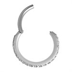 Anneau clicker segment en or blanc 18k avec pierres griffées