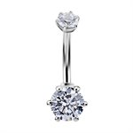 18k white gold internal jewelled navel banana