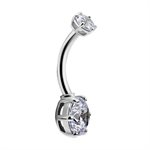 18k white gold internal jewelled navel banana