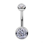 18k white gold internal jewelled navel banana