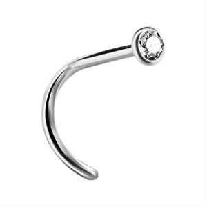 18k white gold nosescrew with bezel setting jewel