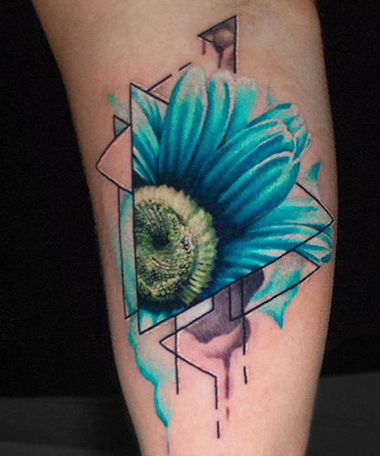 blue watercolour tattoo